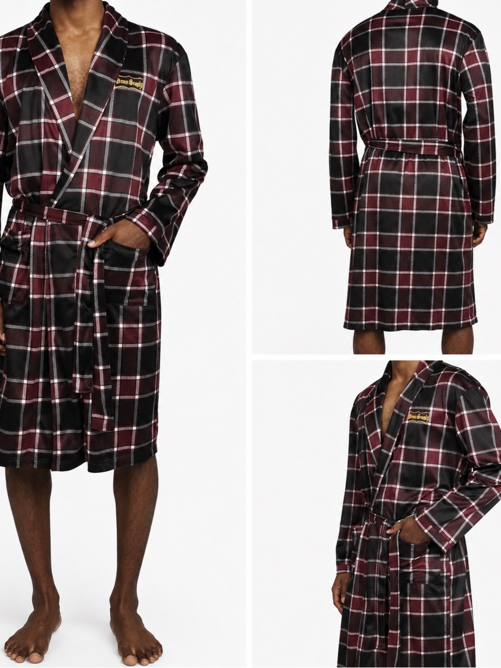 Men’s Dogg Supply Snoop Dogg Red & Black Plaid Microfleece Hooded Robe Size L